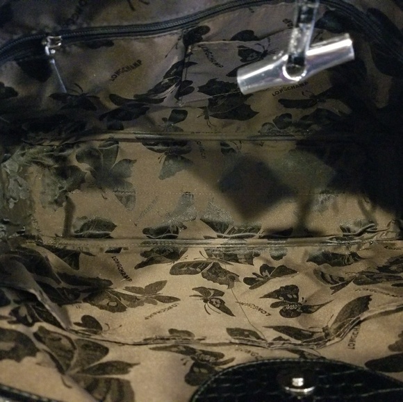 Longchamp Roseau Black Croc Embossed Tote Bag - Picture 4 of 6